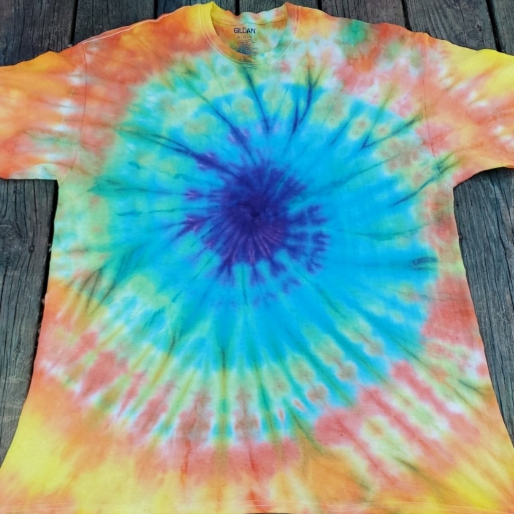 Tie dye shirts and cardigans